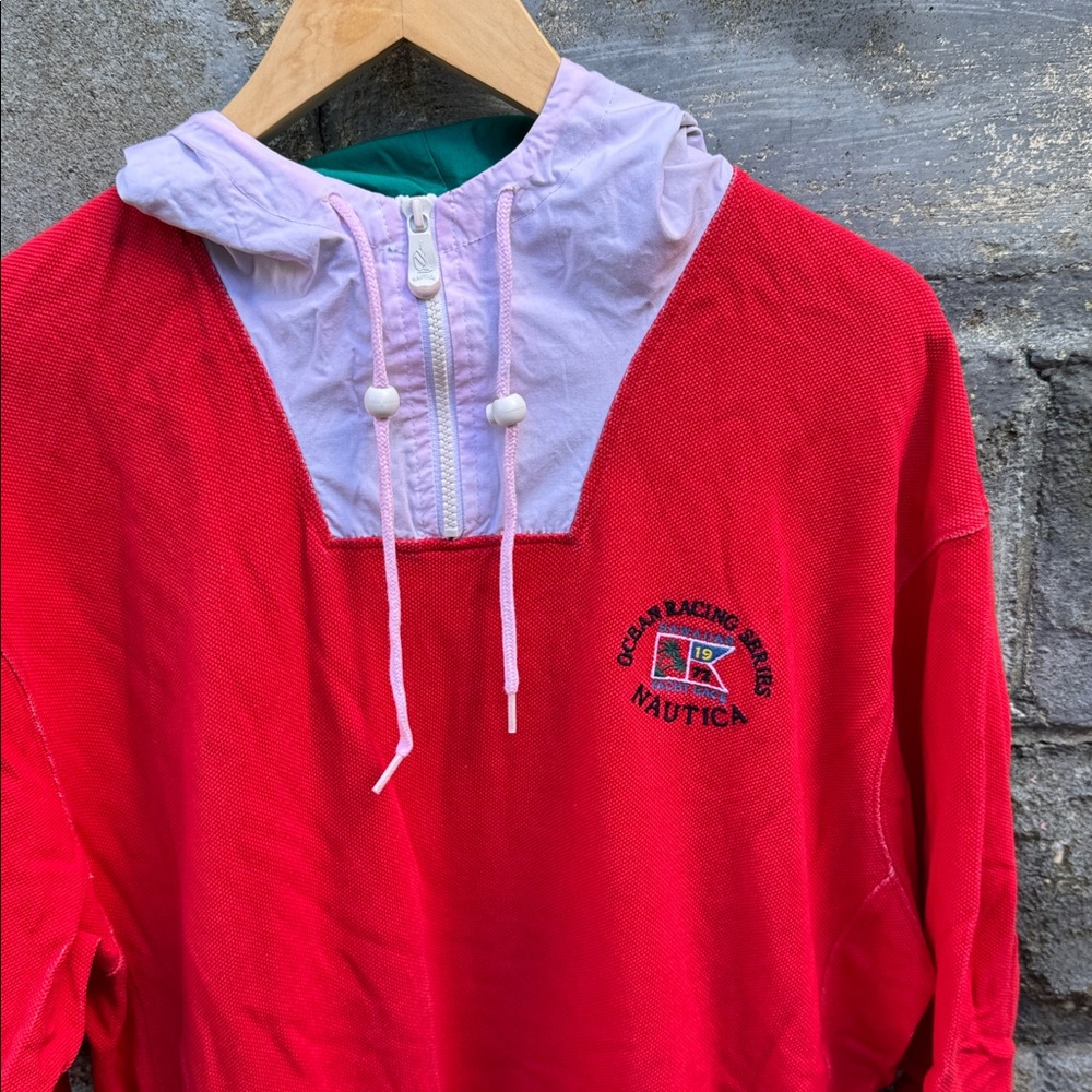 Vintage Nautica sailing hoodie size M Red Ocean racing Hawaii 90s surf skate